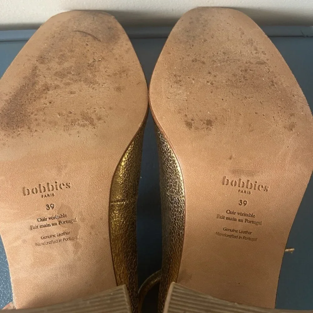 Gold Bobbie’s Of Paris Leather Mary Jane’s Made In Portugal - Picture 5 of 5